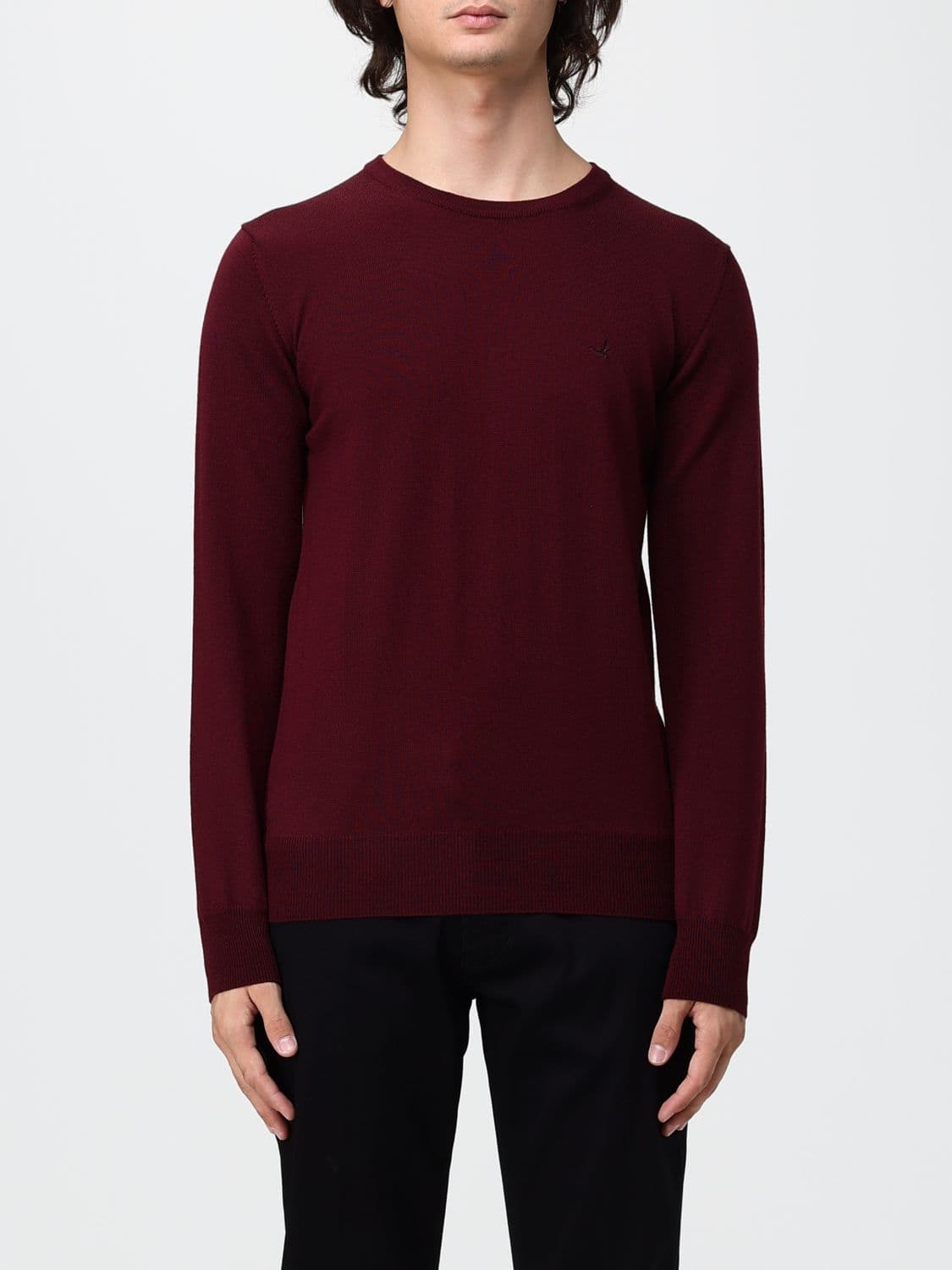 Brooksfield Crewneck Wool Jumper with Long Sleeves and Ribbed Trims