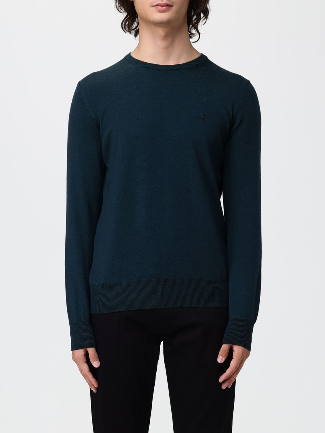 Brooksfield Crewneck Wool Jumper with Long Sleeves and Ribbed Trims