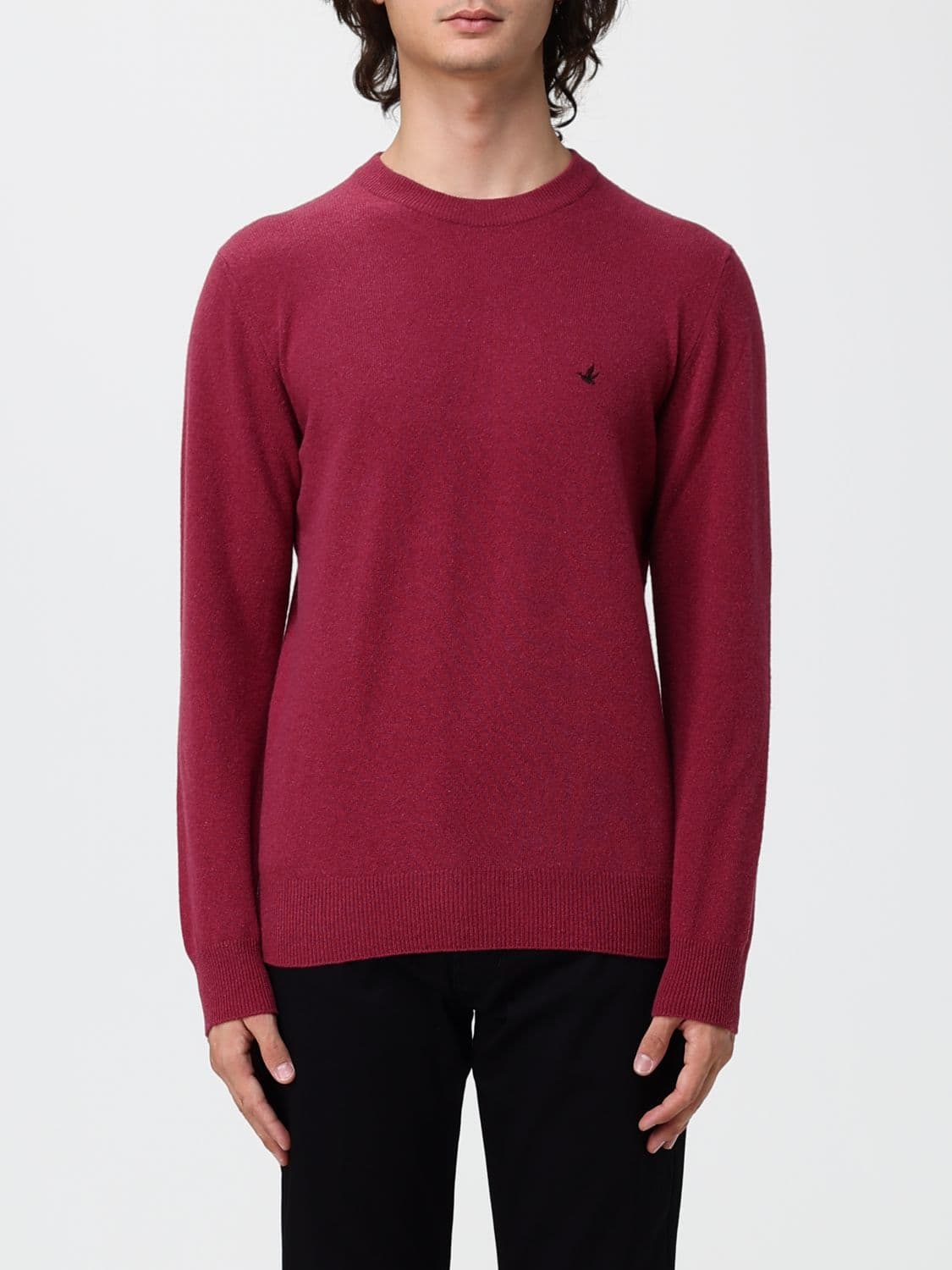 Brooksfield Crew-Neck Wool Jumper with Ribbed Cuffs and Hem