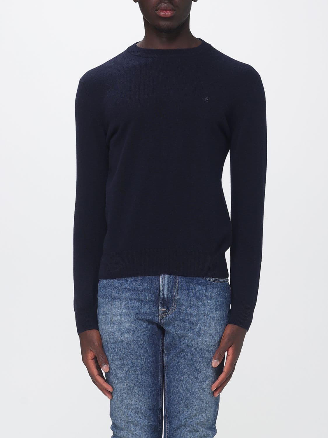 Brooksfield Crew-Neck Wool Jumper with Ribbed Cuffs and Hem