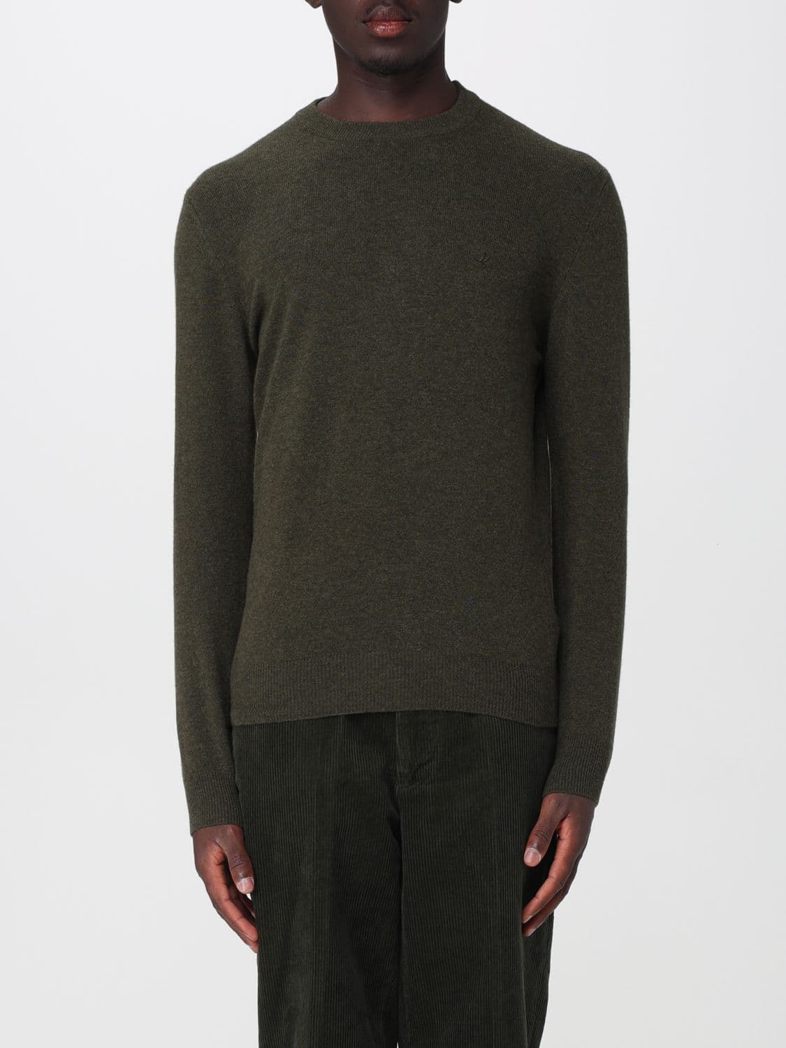 Brooksfield Crew-Neck Wool Jumper with Ribbed Cuffs and Hem