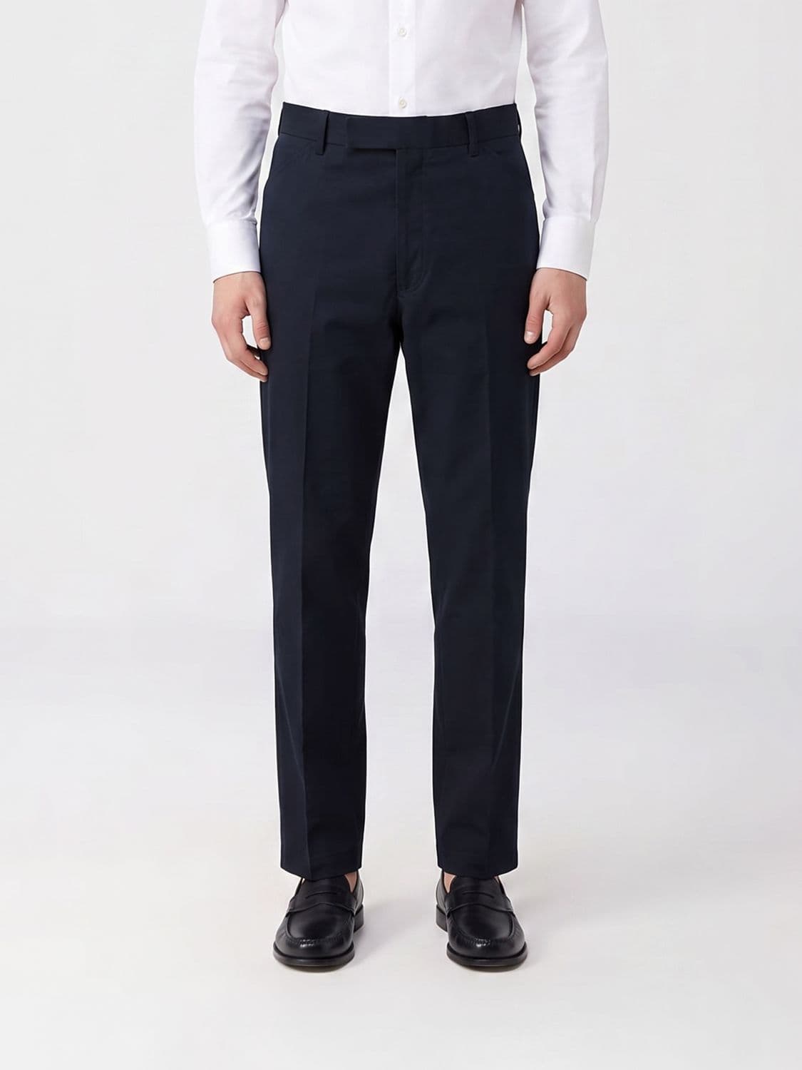 Thom Browne Slim Fit Cotton Tailored Trousers with Mid-Rise Waist