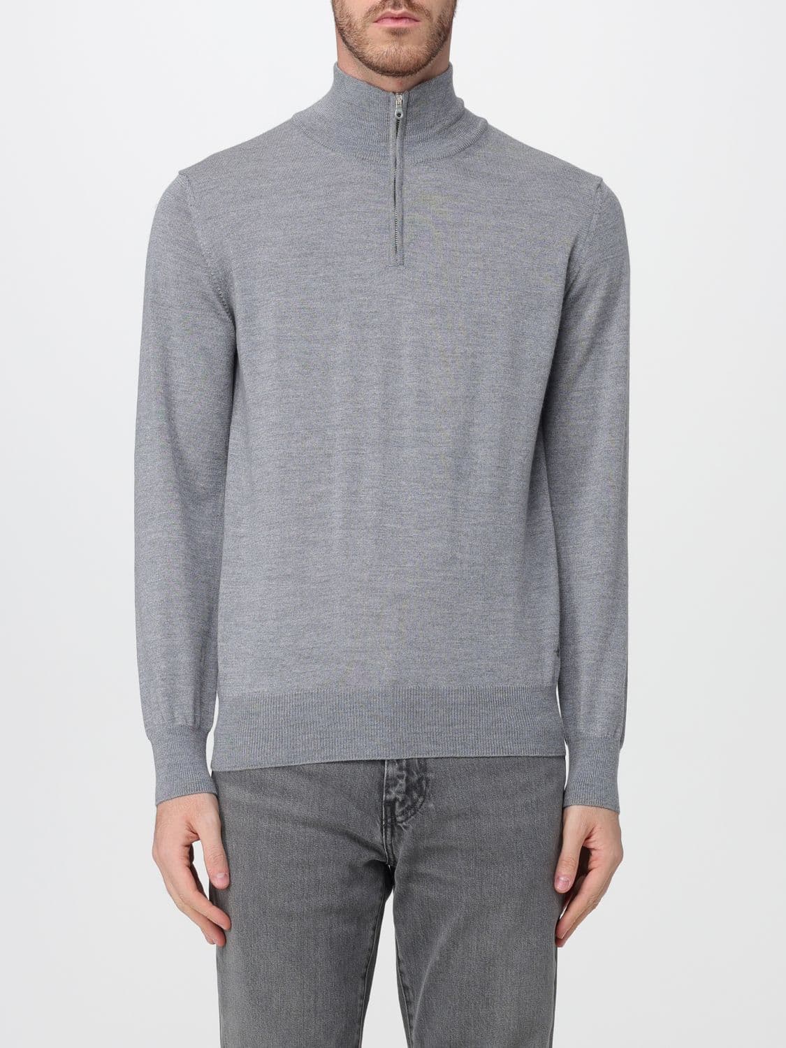 Brooksfield Half-Zip Wool Turtleneck Jumper with High Neck