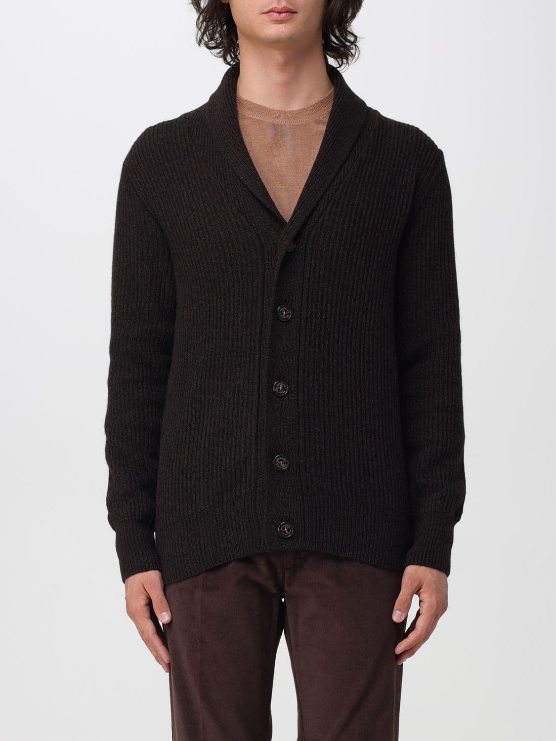 Brooksfield Shawl Collar Wool Cardigan with Button Closure
