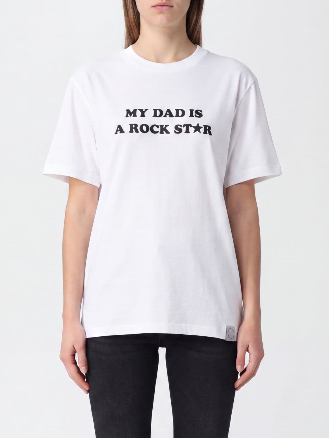 Stella Mccartney Short-Sleeved Cotton T-shirt with Slogan Print