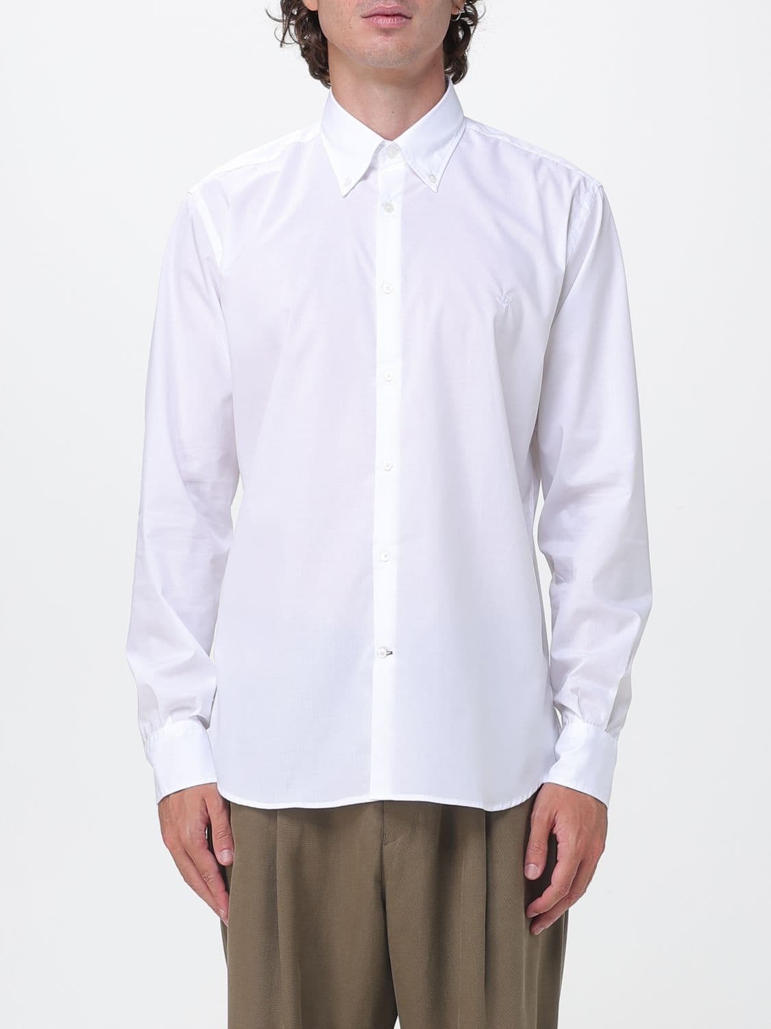Brooksfield Oxford Cotton Shirt with Button-Down Collar and Embroidered Logo