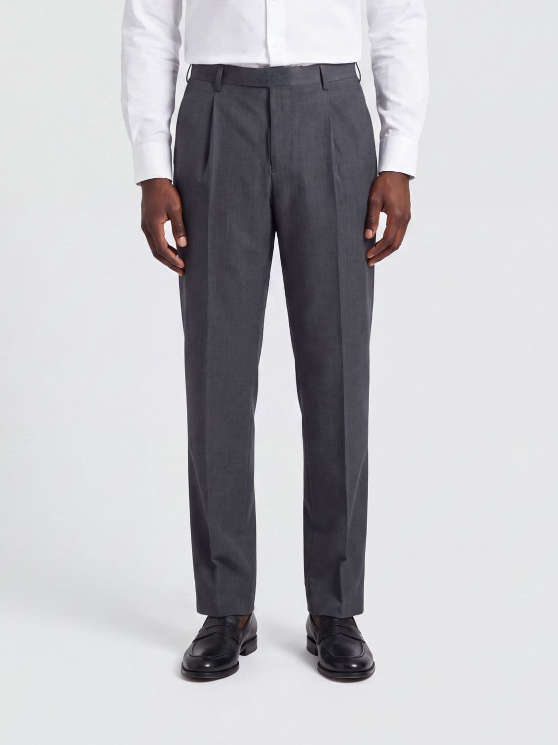 Pt Torino Slim Fit Cotton Tailored Trousers with Pleats and Mid-Rise