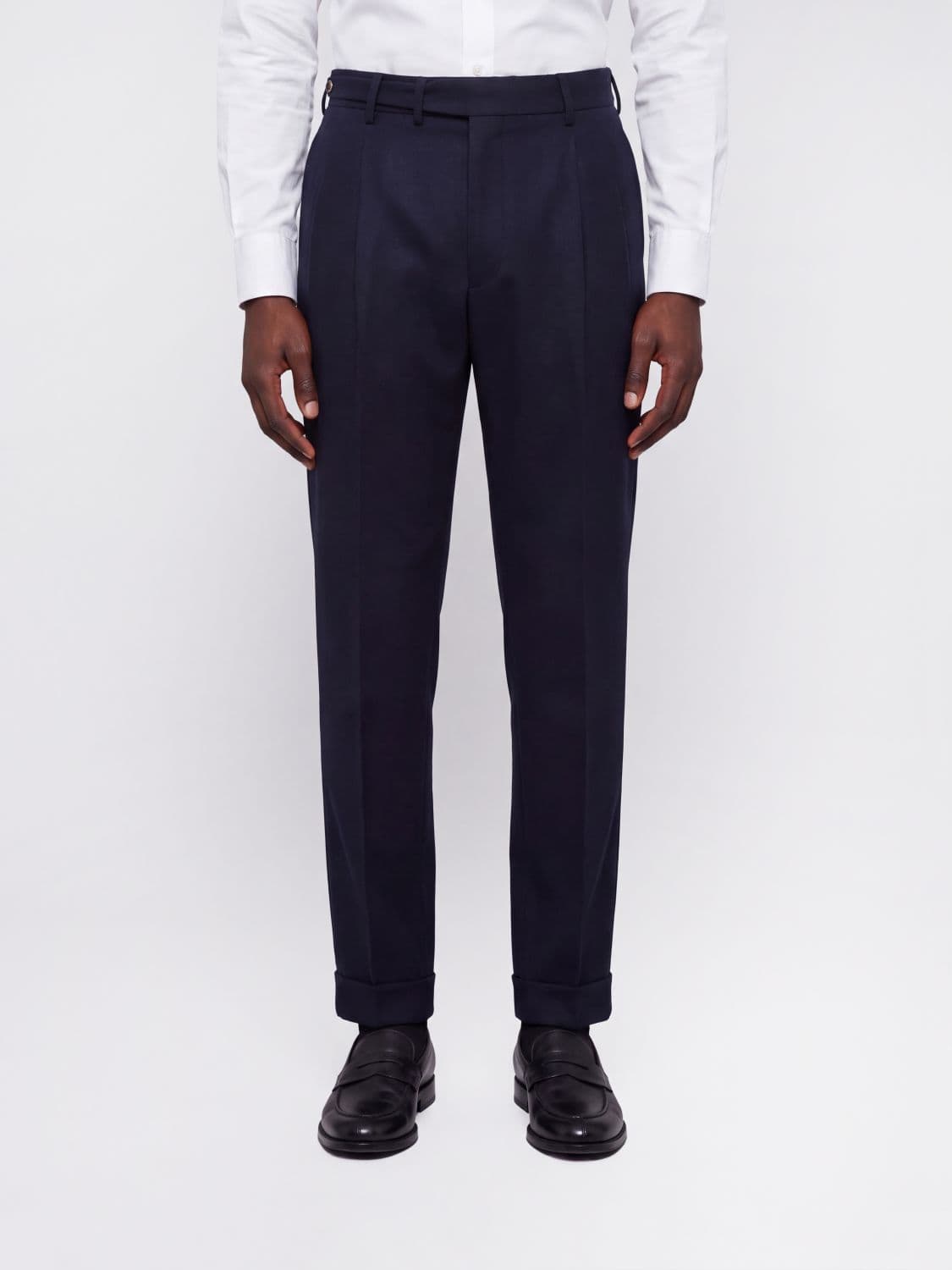 Pt Torino Slim Fit Wool Blend Tailored Trousers with Off-Center Closure