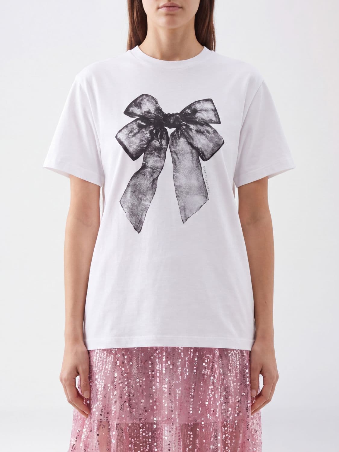 Cecilie Bahnsen Bow Print Short-Sleeved Cotton T-Shirt