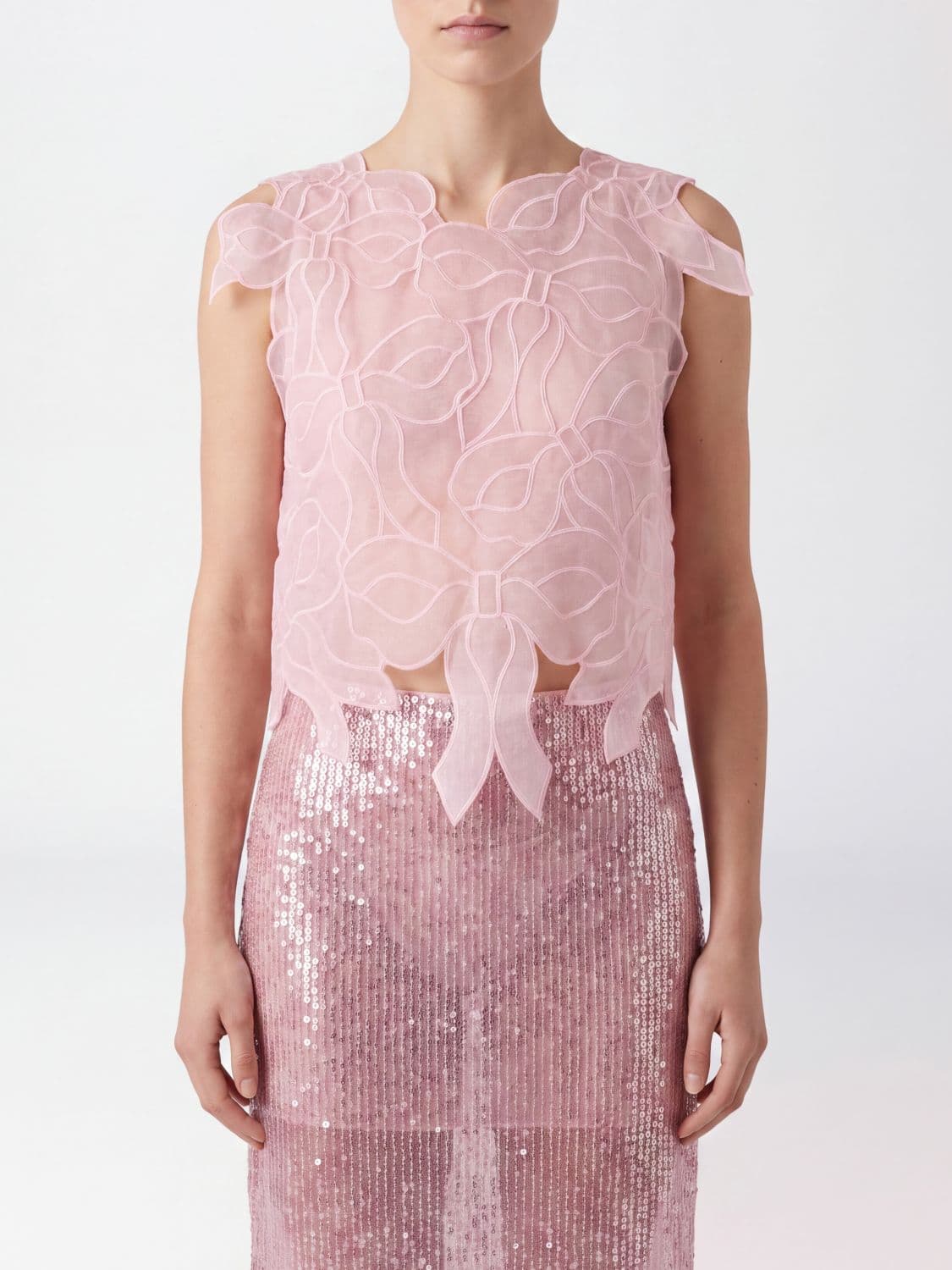 Cecilie Bahnsen Asymmetric Off-the-Shoulder Evening Top