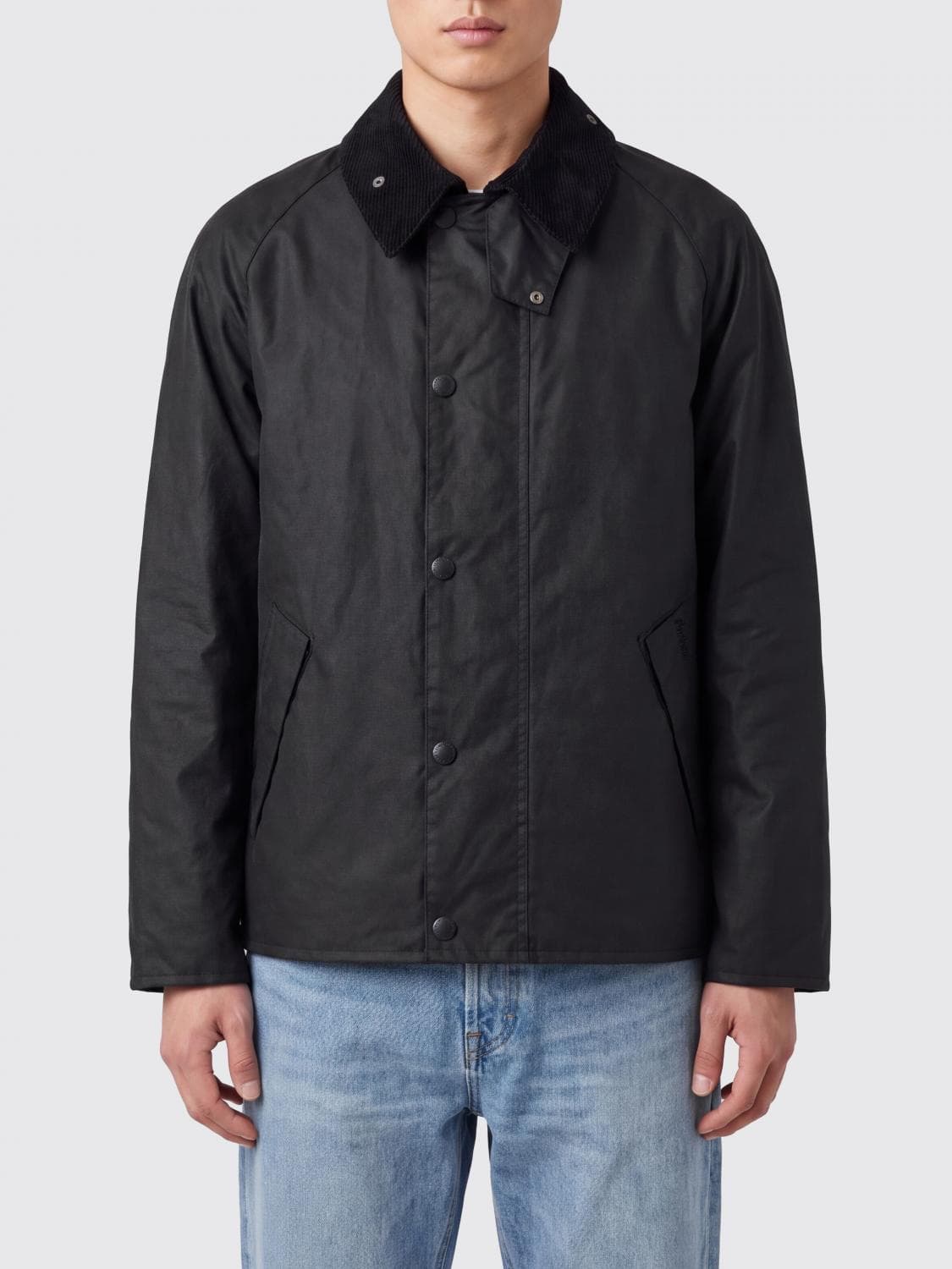 Barbour Transport Short Waxed Cotton Jacket with Corduroy Collar