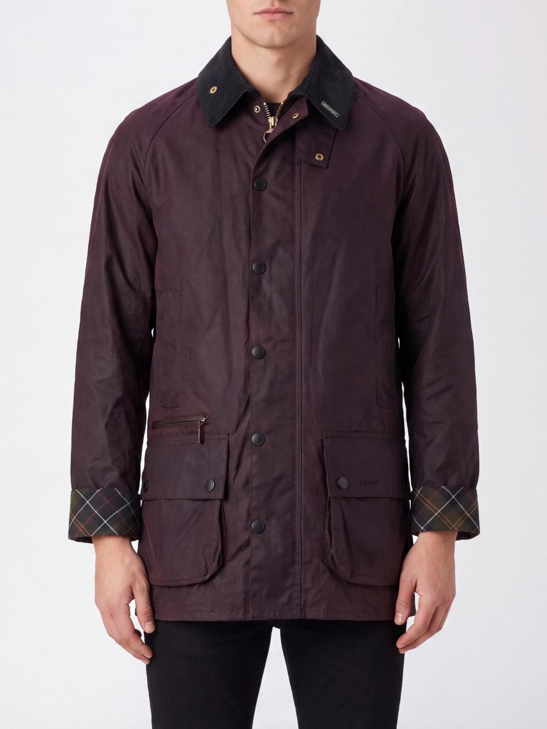 Barbour Beaufort Windproof Waxed Cotton Jacket with Velvet Collar