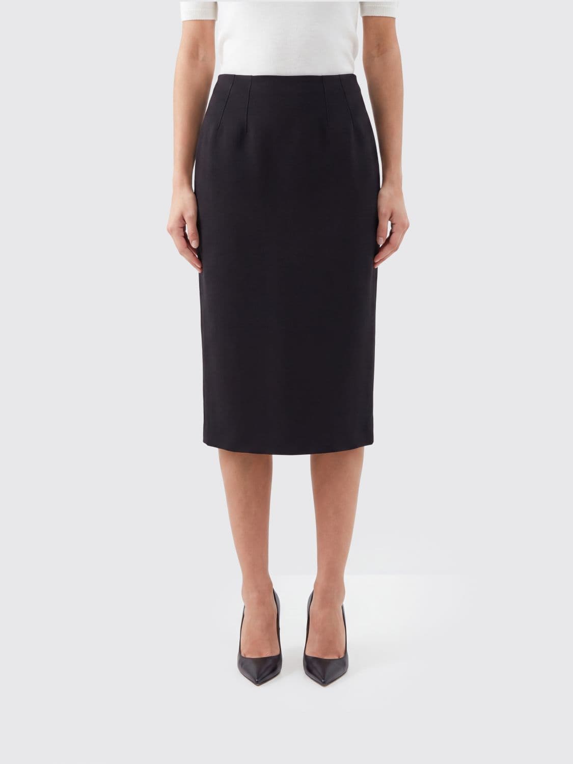 Dolce & Gabbana High-Waisted Wool Crêpe Slim Fit Midi Pencil Skirt
