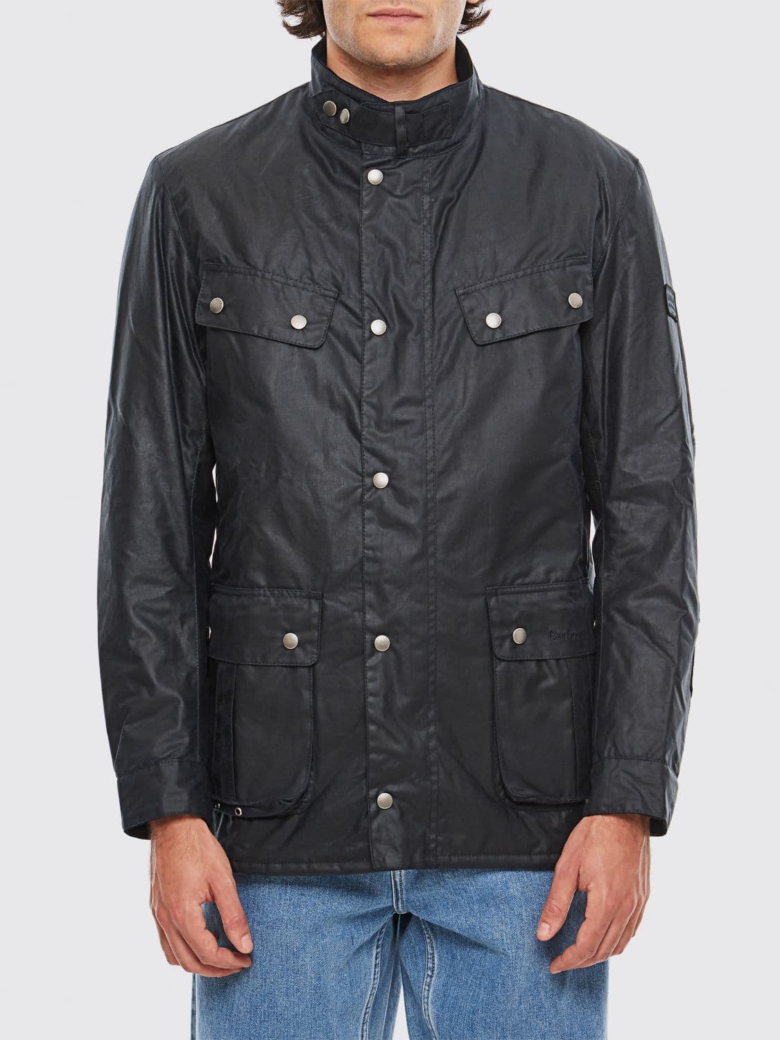 Barbour Duke Waxed Cotton Jacket with Biker-Style Collar