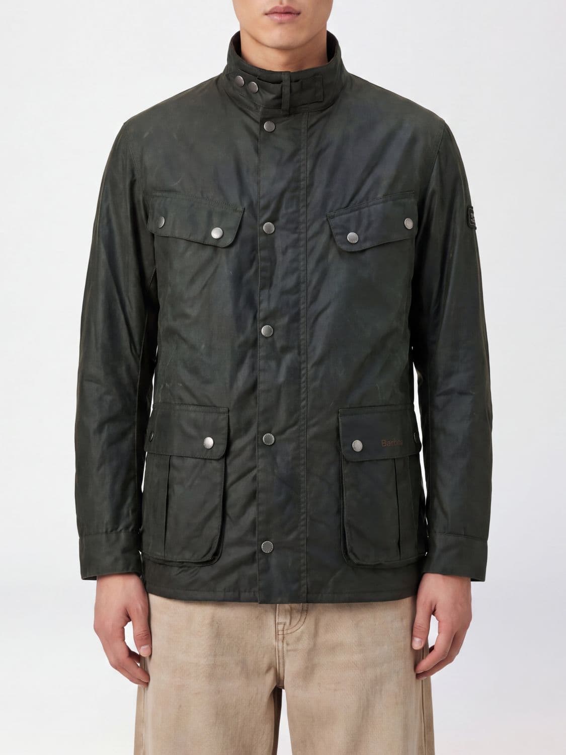 Barbour Duke Waxed Cotton Jacket with Biker-Style Collar