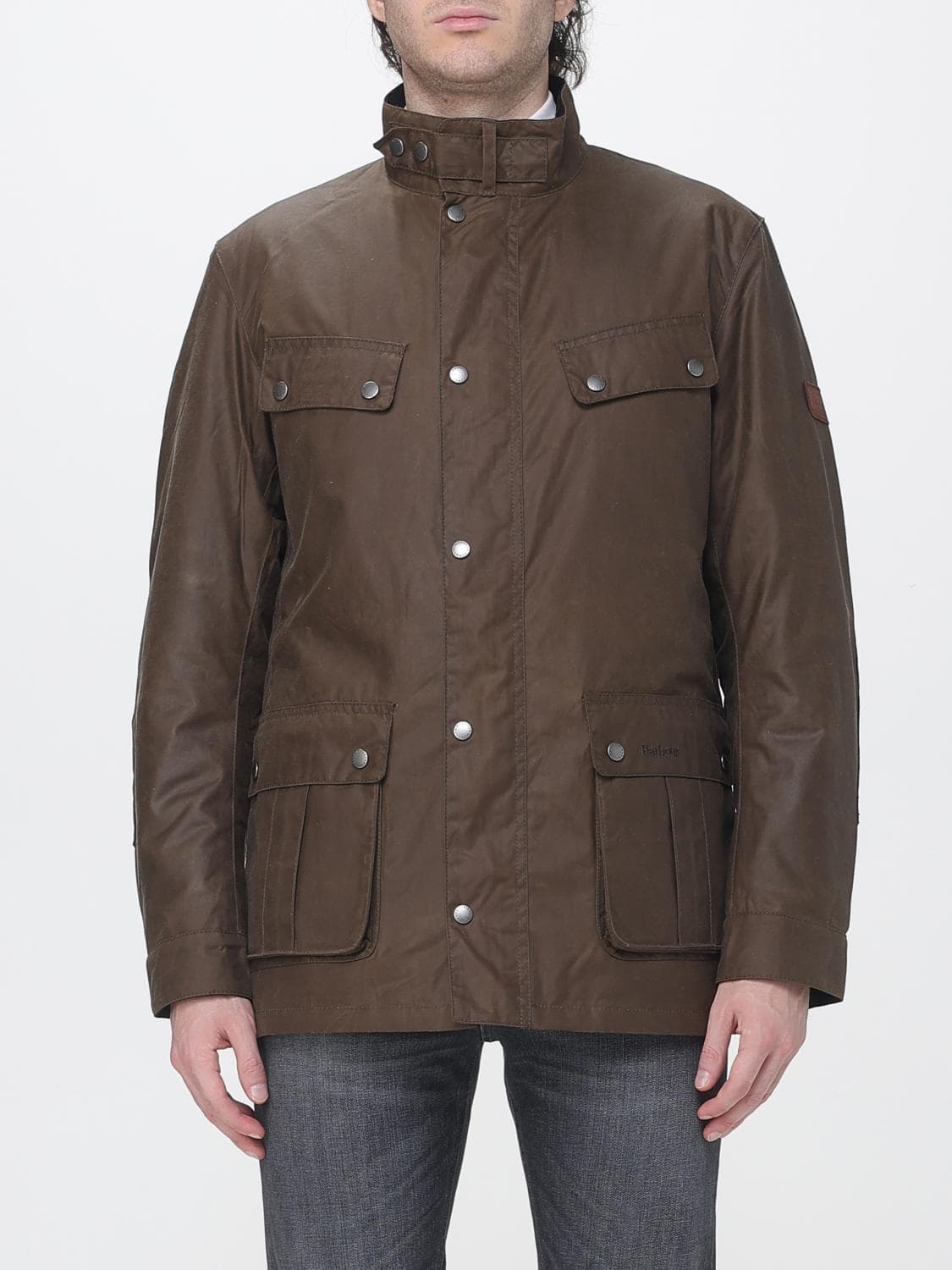 Barbour Duke Waxed Cotton Jacket with Biker-Style Collar