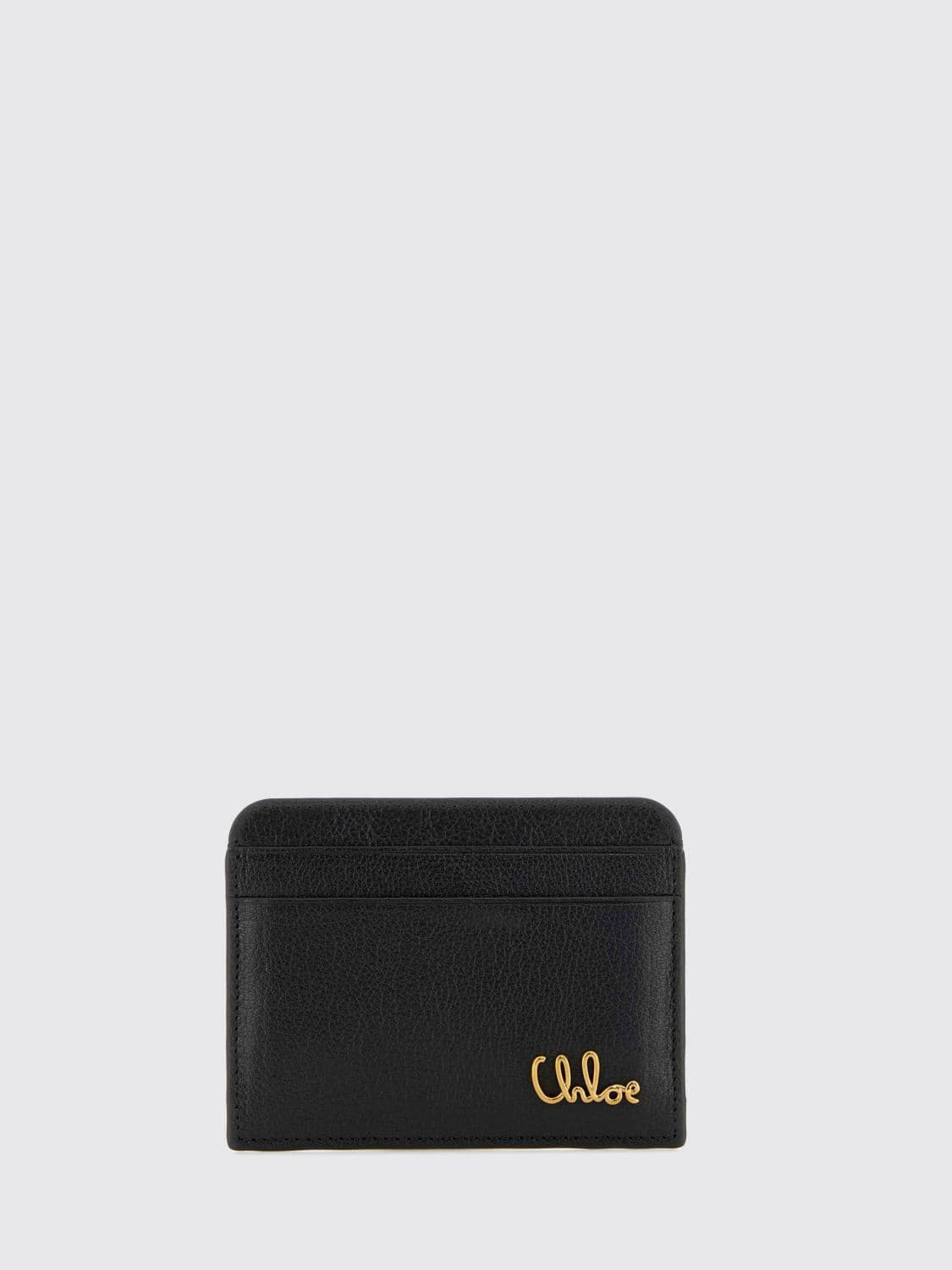 Chloé Grained Leather Card Holder with Metal Logo and Five Slots · OS