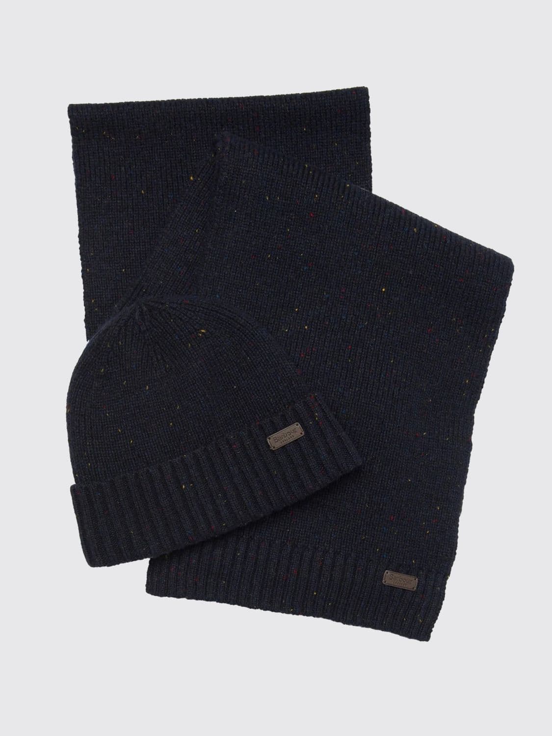 Barbour Wool Blend Beanie Hat and Scarf Gift Set with Applied Logo