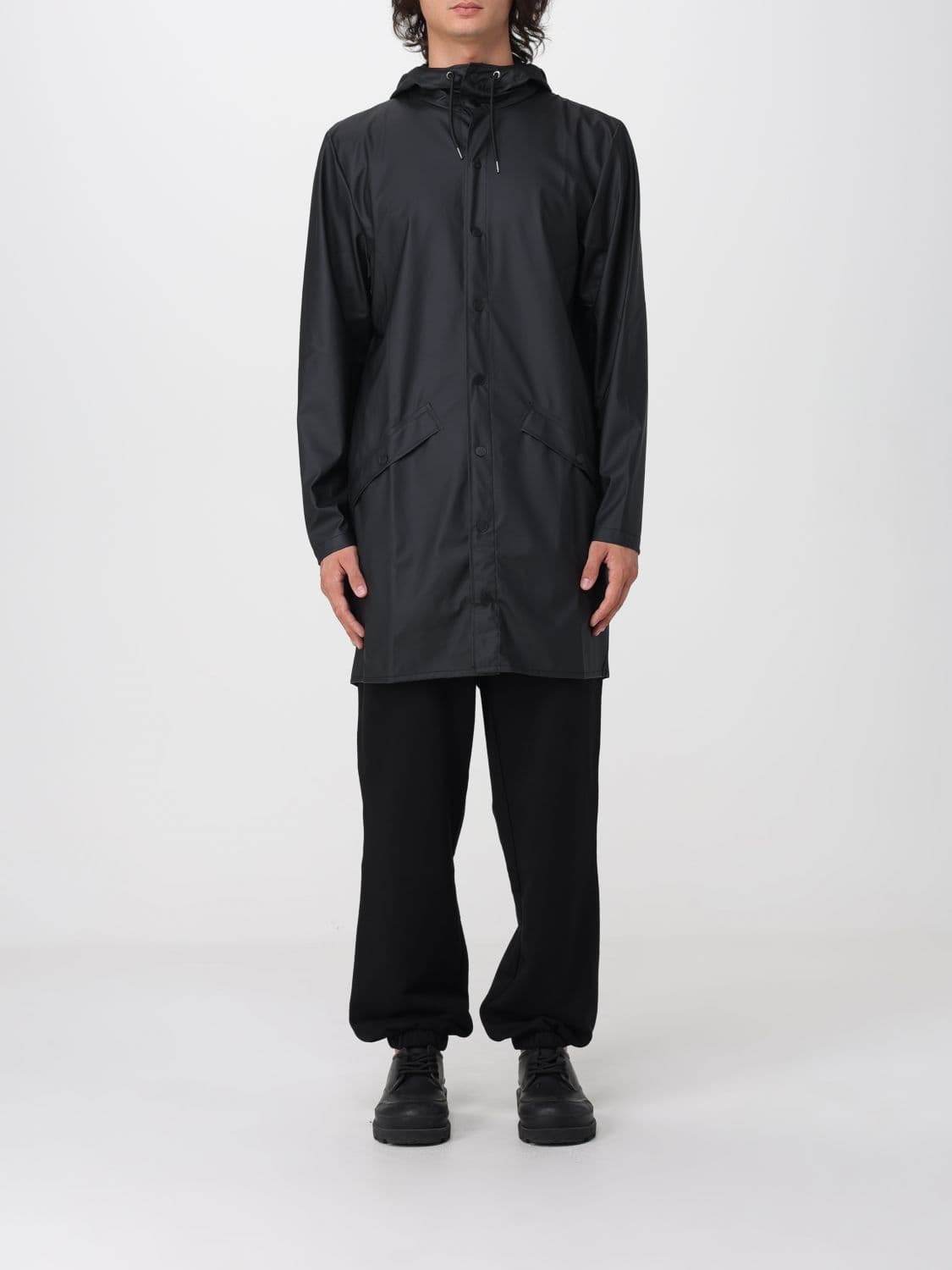 Rains Knee-Length Hooded Raincoat in Recycled Technical Fabric