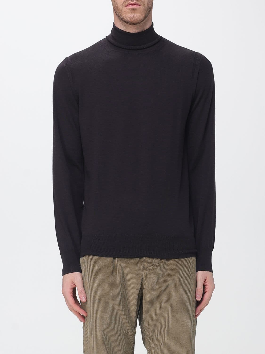 Paolo Pecora Pure Wool Long-Sleeved Turtleneck with Ribbed Trim