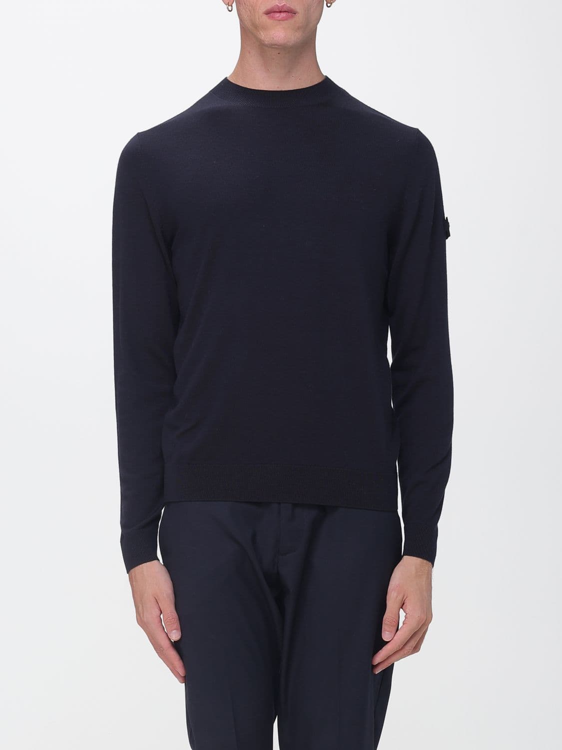 Peuterey Pure Wool Crew-Neck Jumper with Logo Patch on the Sleeve