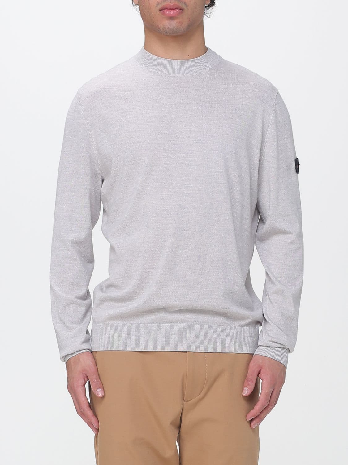 Peuterey Pure Wool Crew-Neck Jumper with Logo Patch on the Sleeve