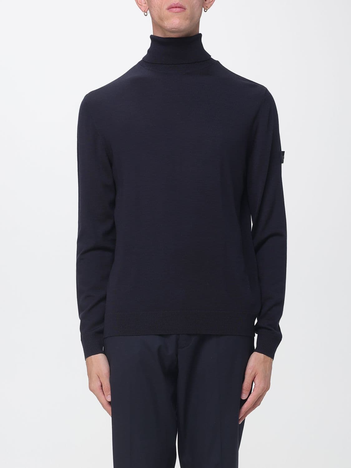 Peuterey Pure Wool Turtleneck with Long Sleeves and Applied Logo Patch