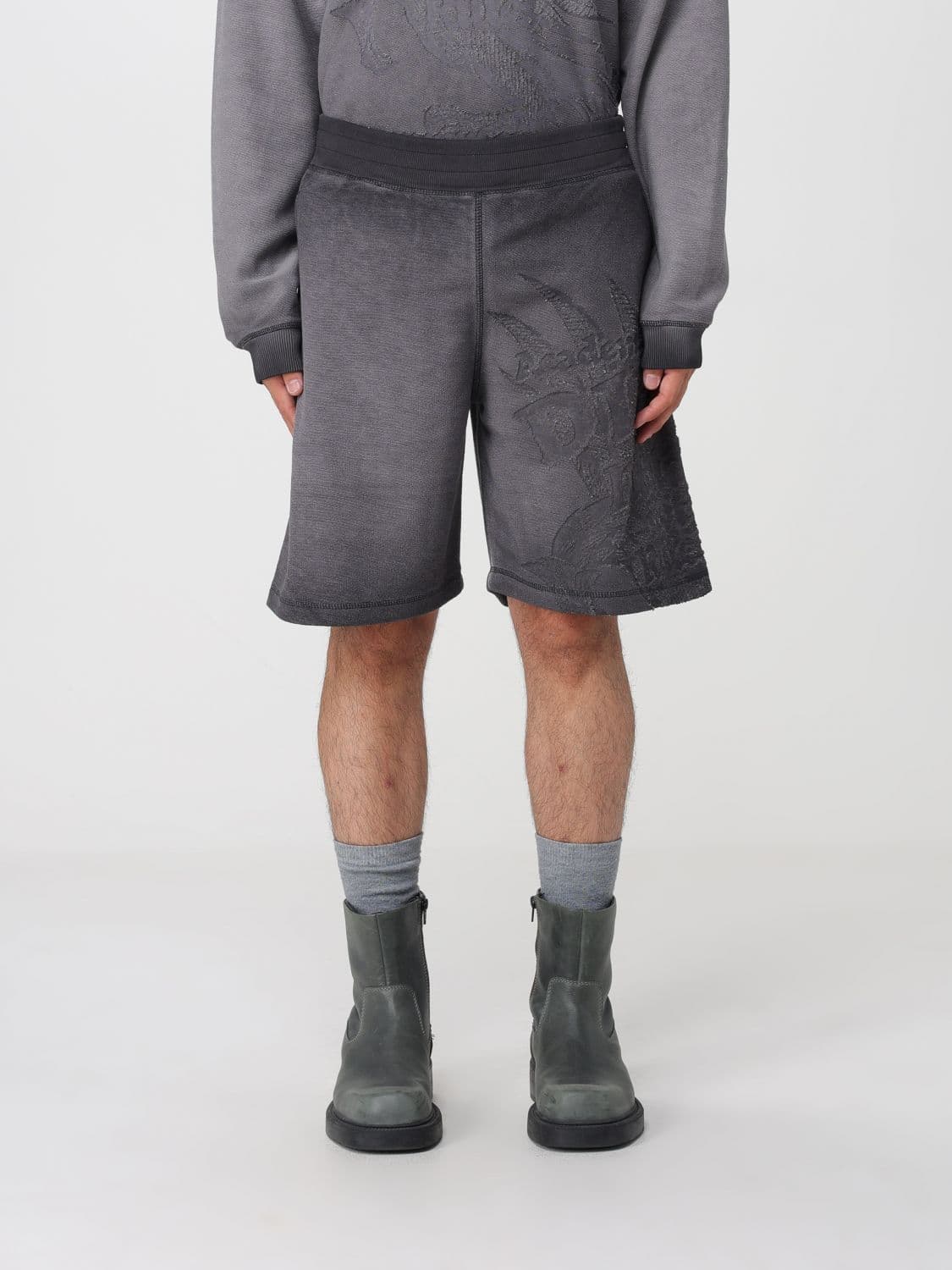 Diesel Cotton-Blend Sport Shorts with Elasticated Waistband and Logo