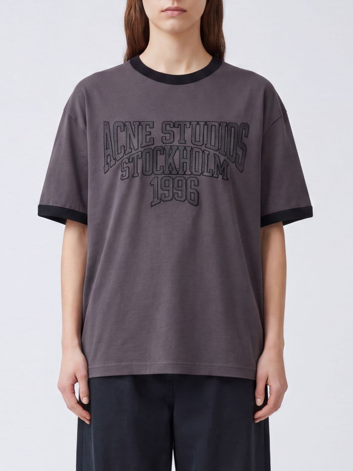 Acne Studios Organic Cotton T-Shirt with Contrasting Logo and Profiles