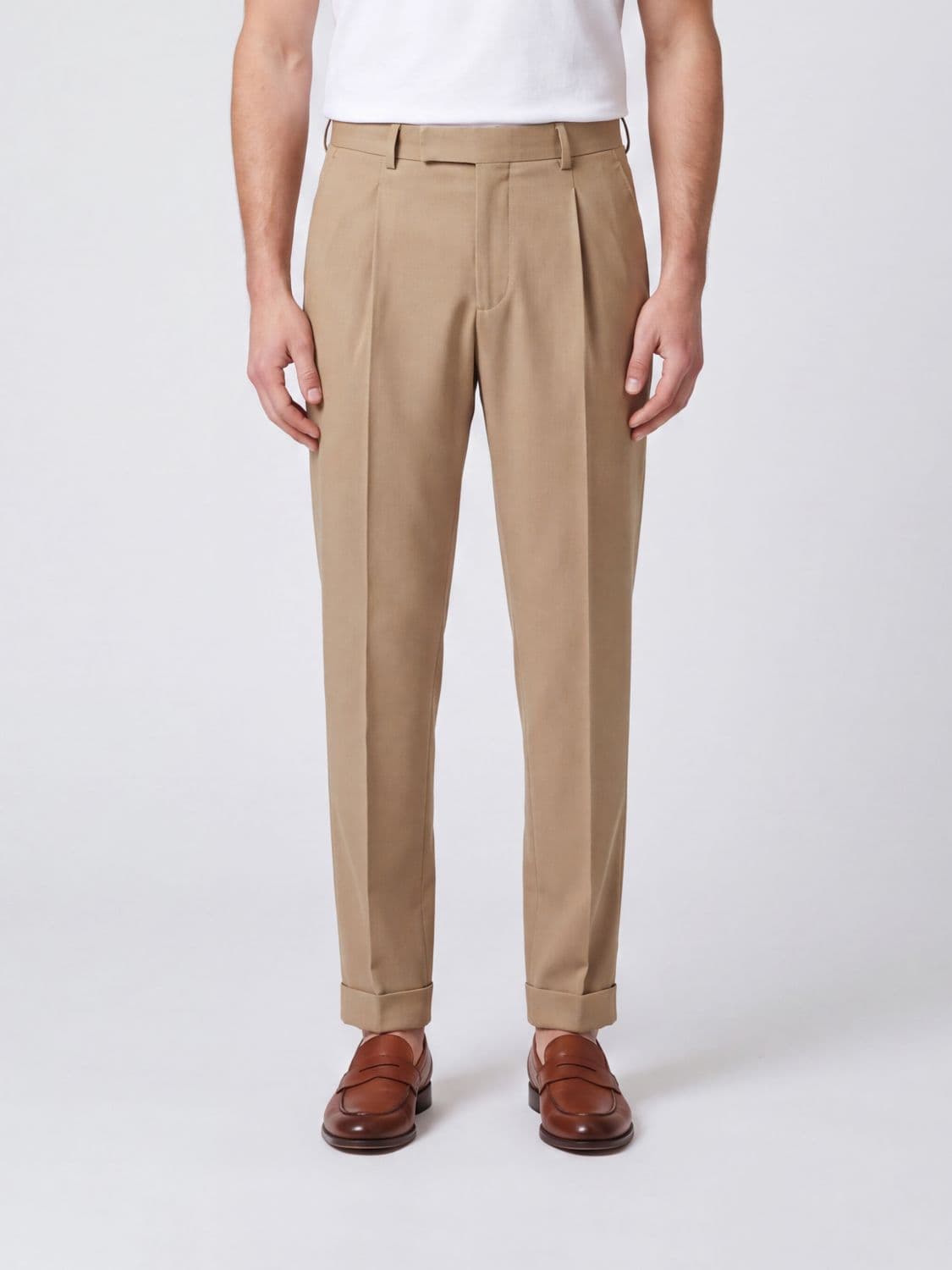 Pt Torino Pleated Slim Fit Tailored Trousers in Virgin Wool