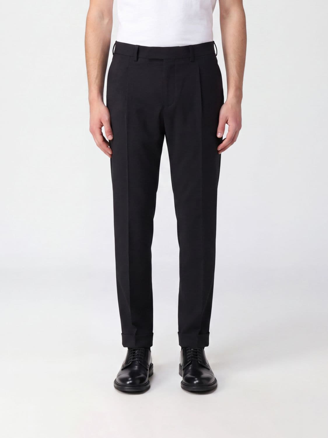 Pt Torino Pleated Slim Fit Tailored Trousers in Stretch Cotton