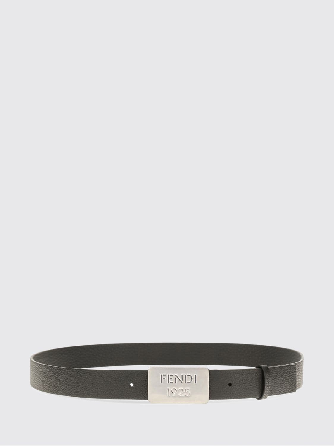 Fendi Belt in Calfskin Leather with Metallic Logo Plaque