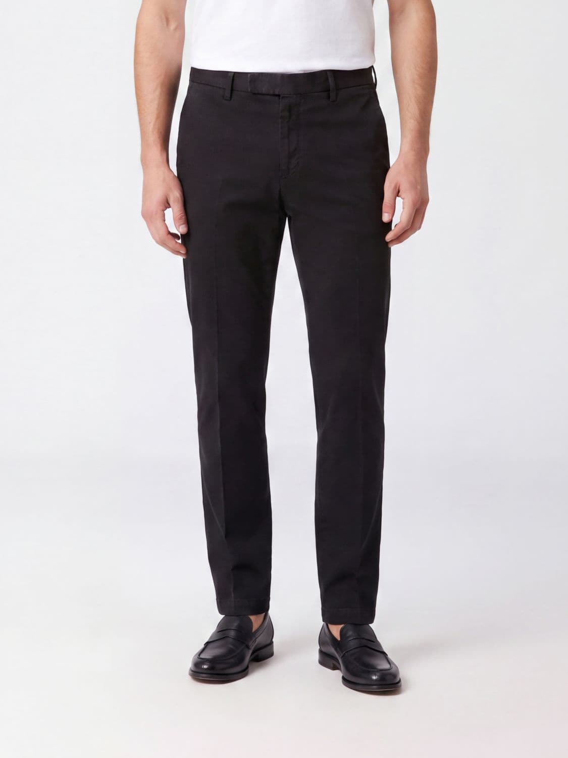 Pt Torino Pleated Slim Fit Chino Trousers in Stretch Cotton