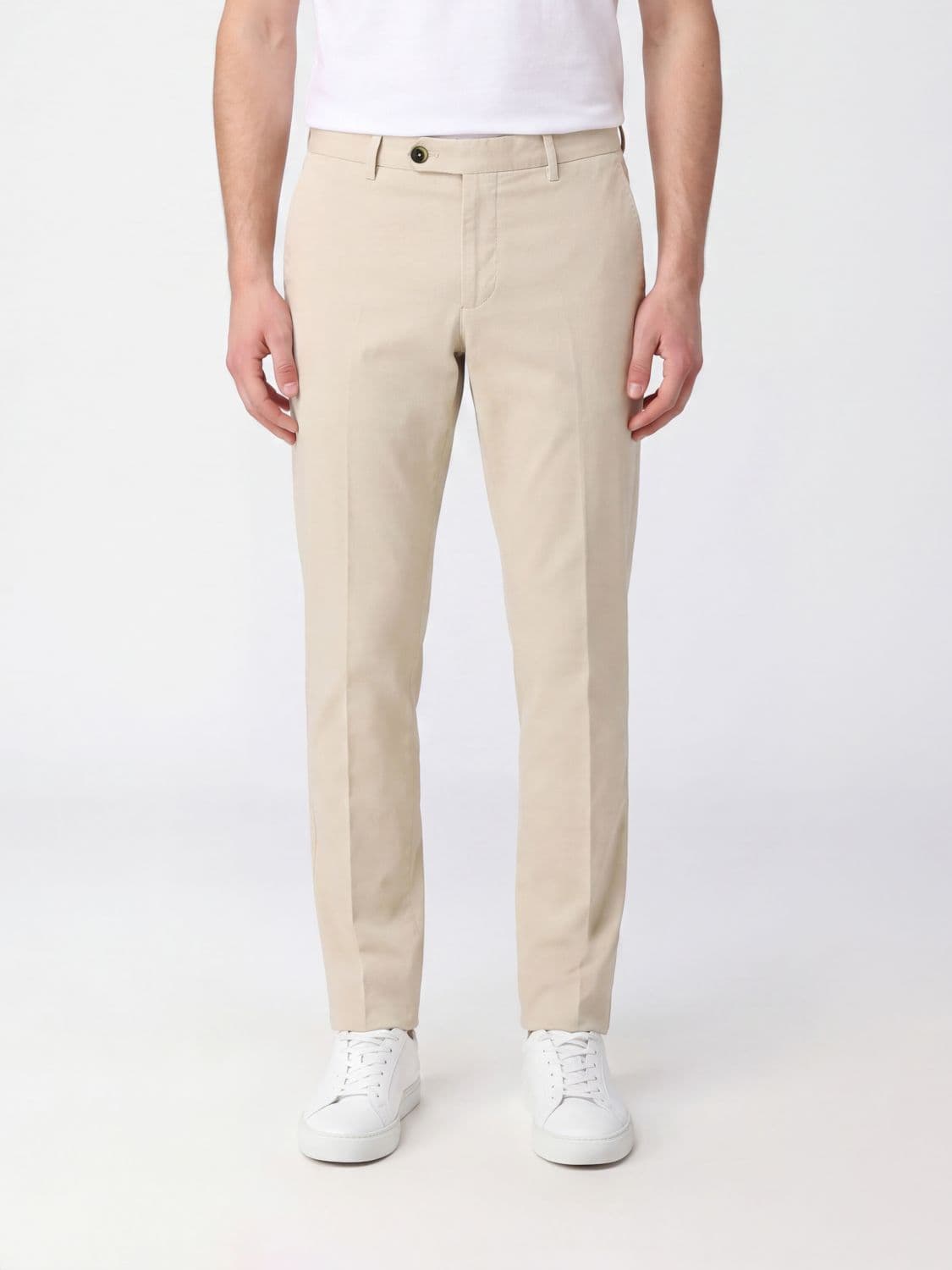 Pt Torino Slim Fit Cotton and Cashmere Chino Trousers with Off-Centre Closure