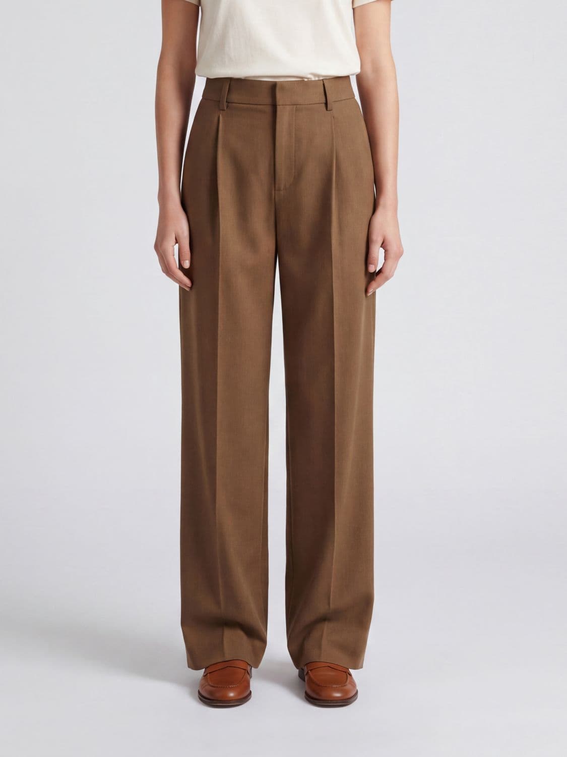 Pt Torino High-Waisted Wide-Leg Tailored Trousers in Wool and Cashmere with Pleats