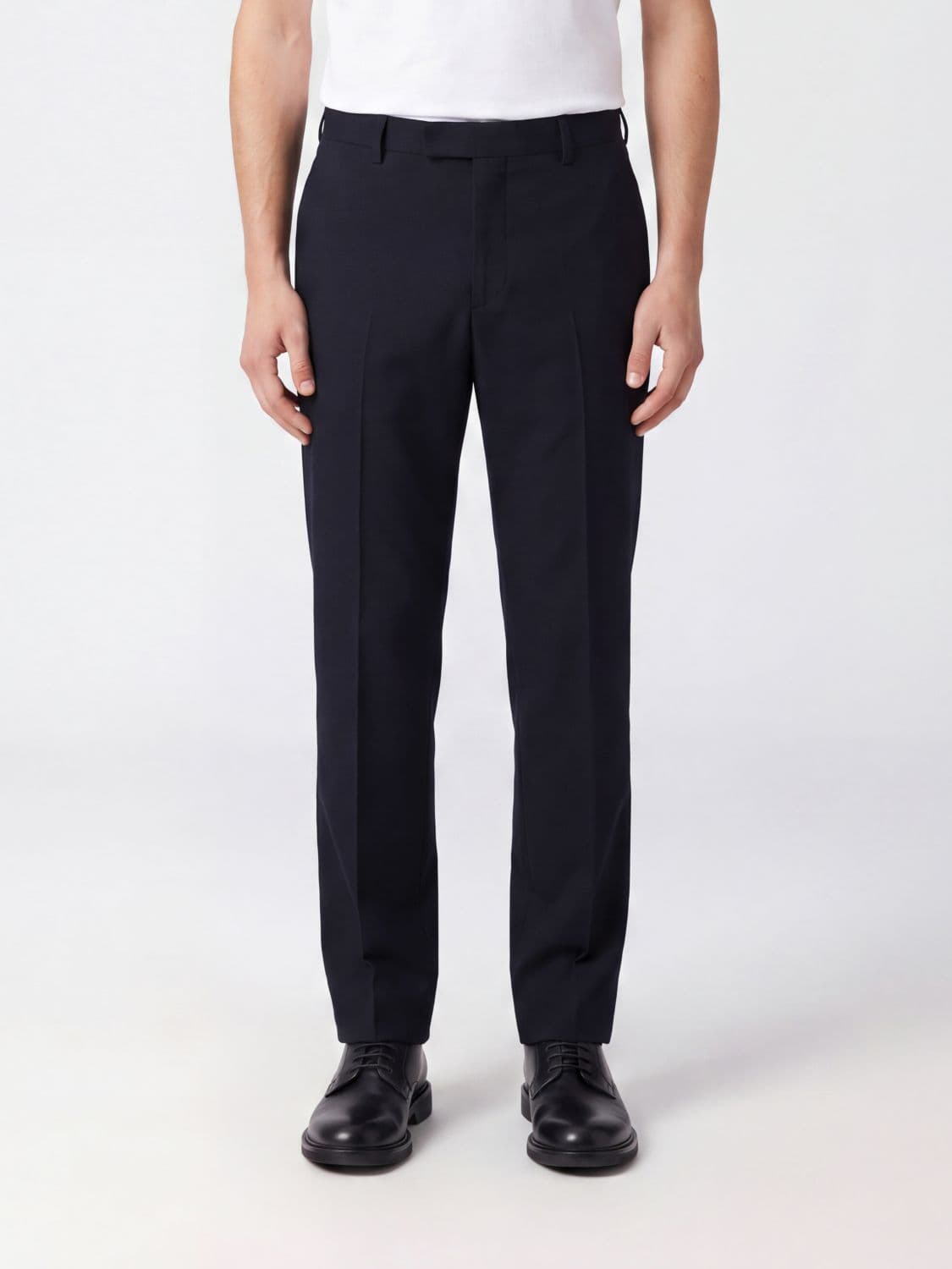 Pt Torino Slim Fit Virgin Wool and Cotton Blend Tailored Trousers with Off-Centre Fastening