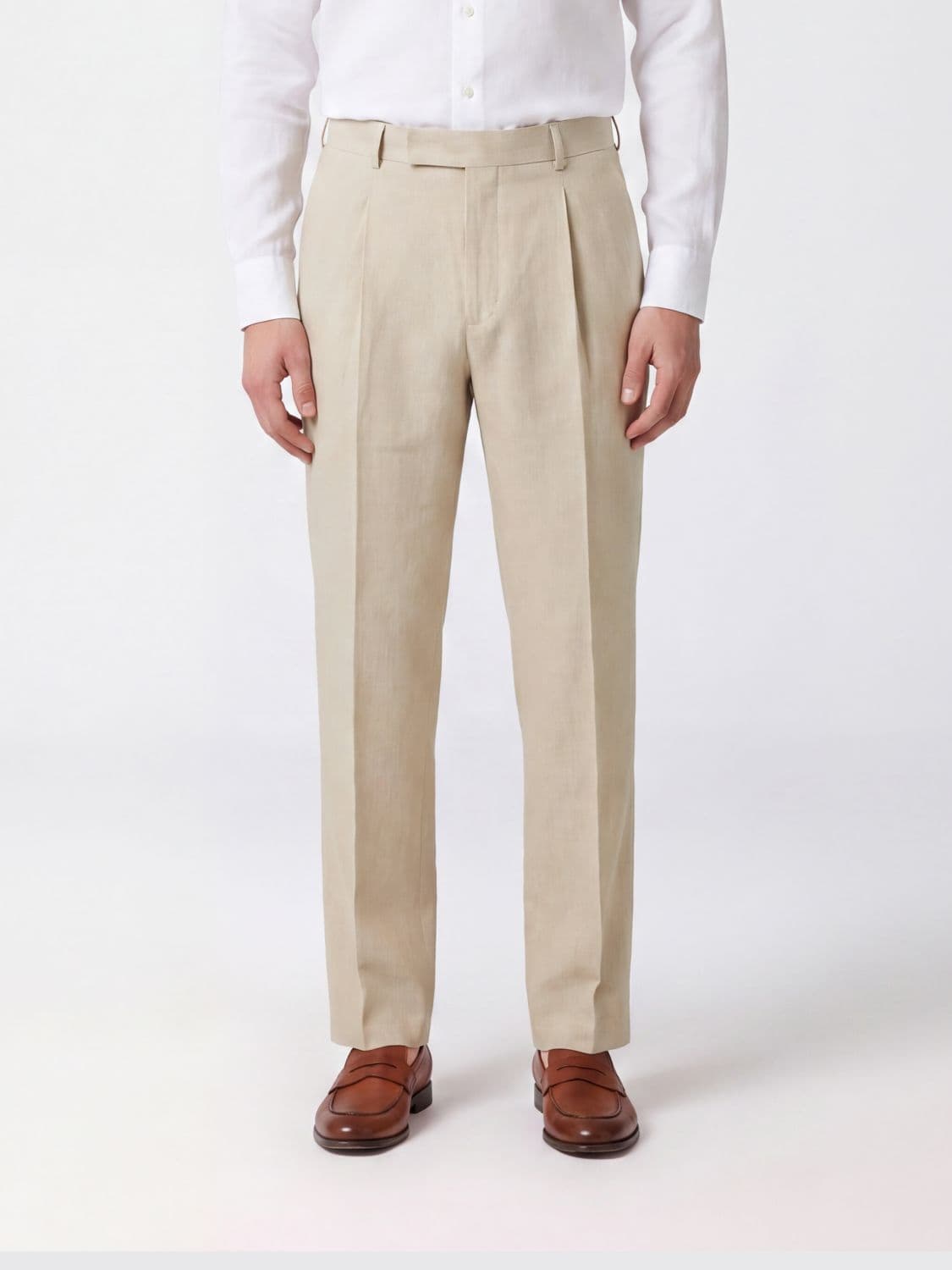Pt Torino Slim Fit Virgin Wool and Cotton Blend Tailored Trousers with Off-Centre Fastening