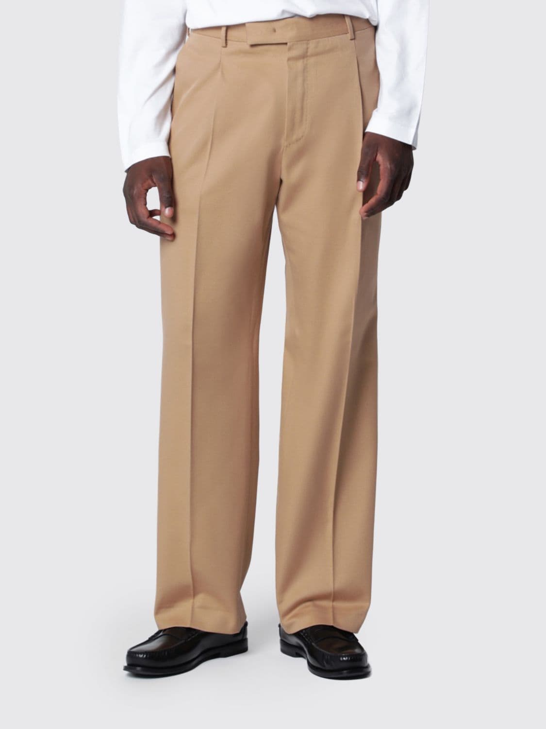 Pt Torino Slim Fit Virgin Wool and Cotton Blend Tailored Trousers with Off-Centre Fastening