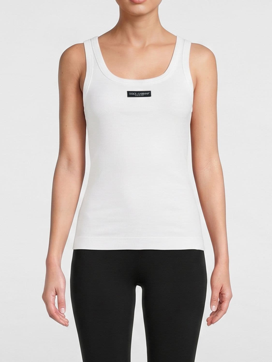 Dolce & Gabbana Sleeveless Cotton Top with Contrasting Logo