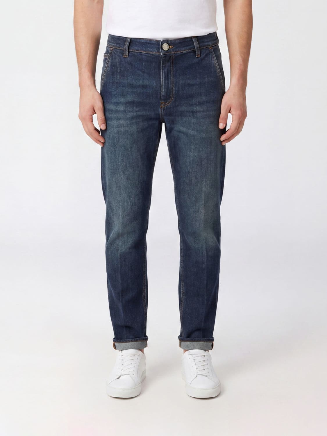 Pt Torino Mid-Rise Straight Jeans in Stretch Cotton Denim