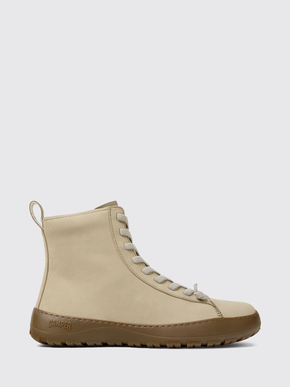 Camper Peu Serra Nubuck Ankle Boots with Elastic Laces and Side Zip