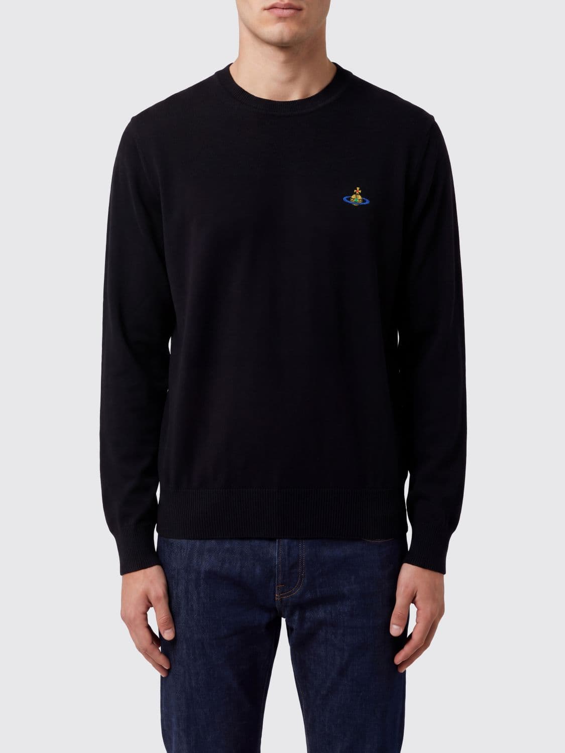 Vivienne Westwood Pure Wool Crewneck Jumper with Embroidered Orb Logo