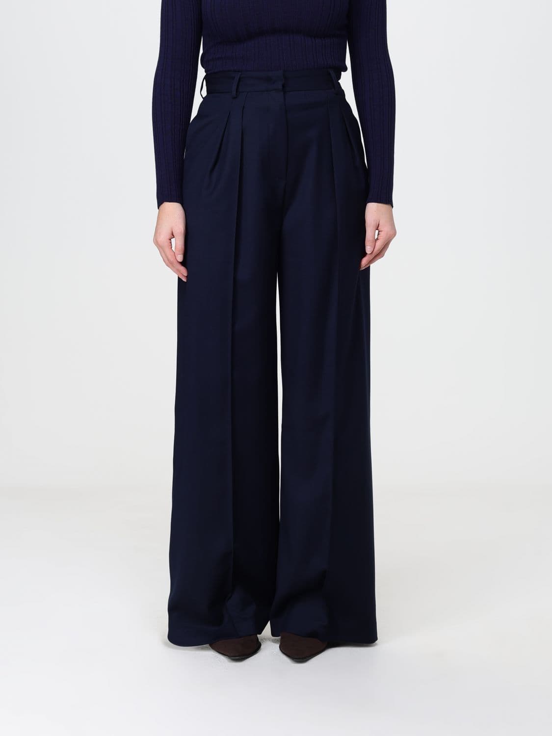 Simona Corsellini High-Waisted Crêpe Palazzo Trousers with Pleats