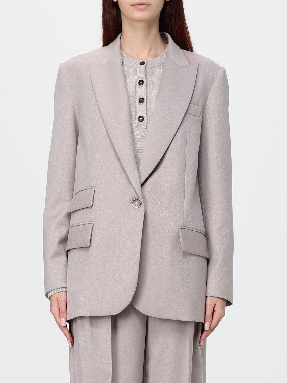 Simona Corsellini Single-Breasted Cotton-Blend Blazer with Peak Lapels