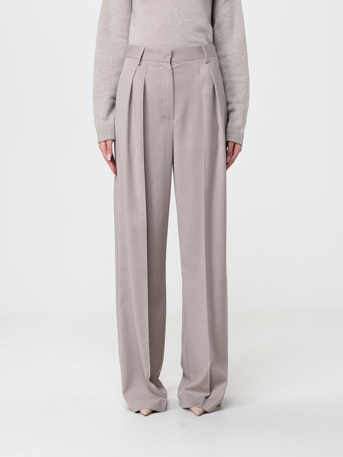 Simona Corsellini High-Waisted Straight Trousers in Smooth Faux Leather