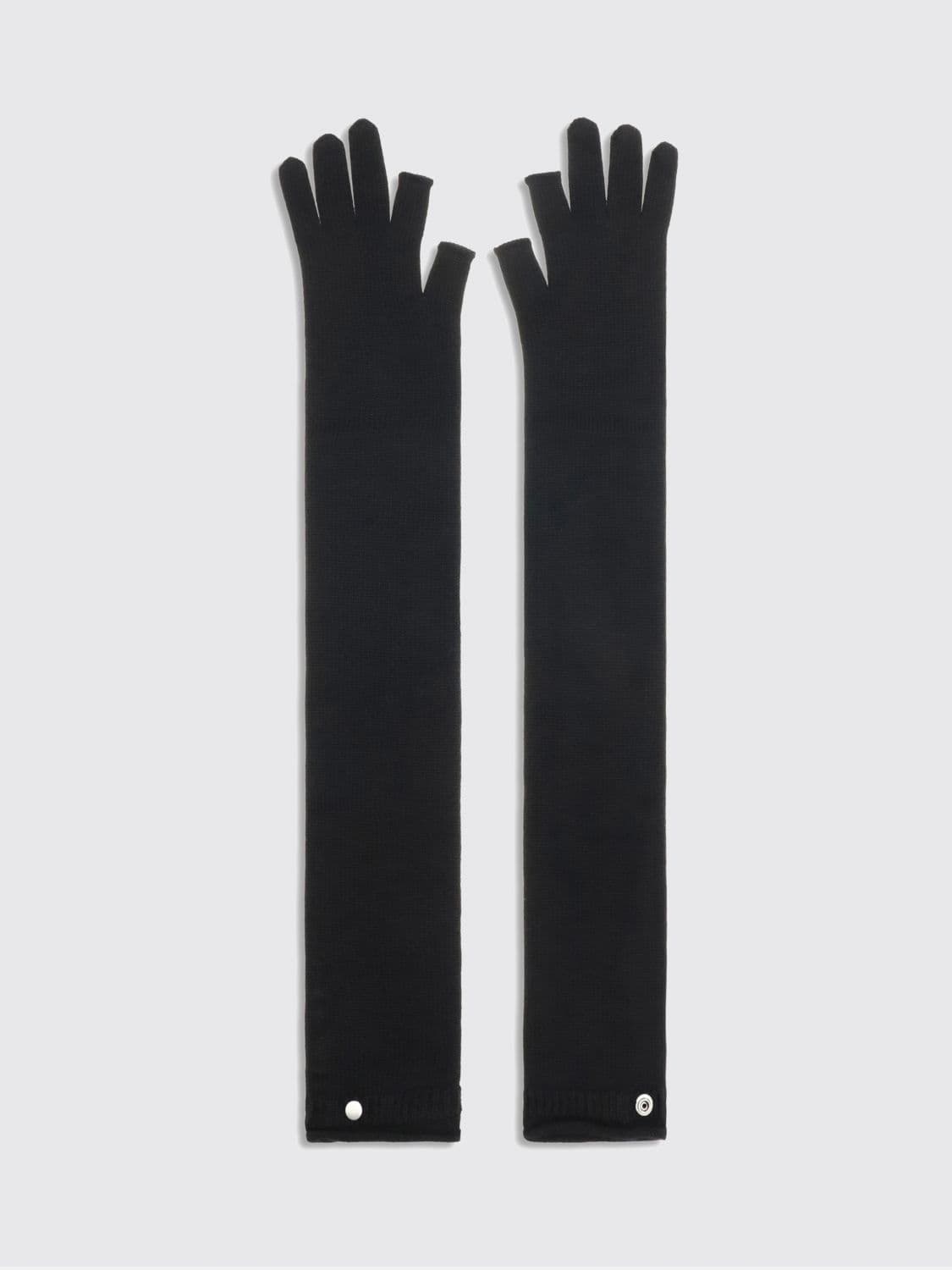 Rick Owens Long Merino Wool Gloves with Ribbed Edges