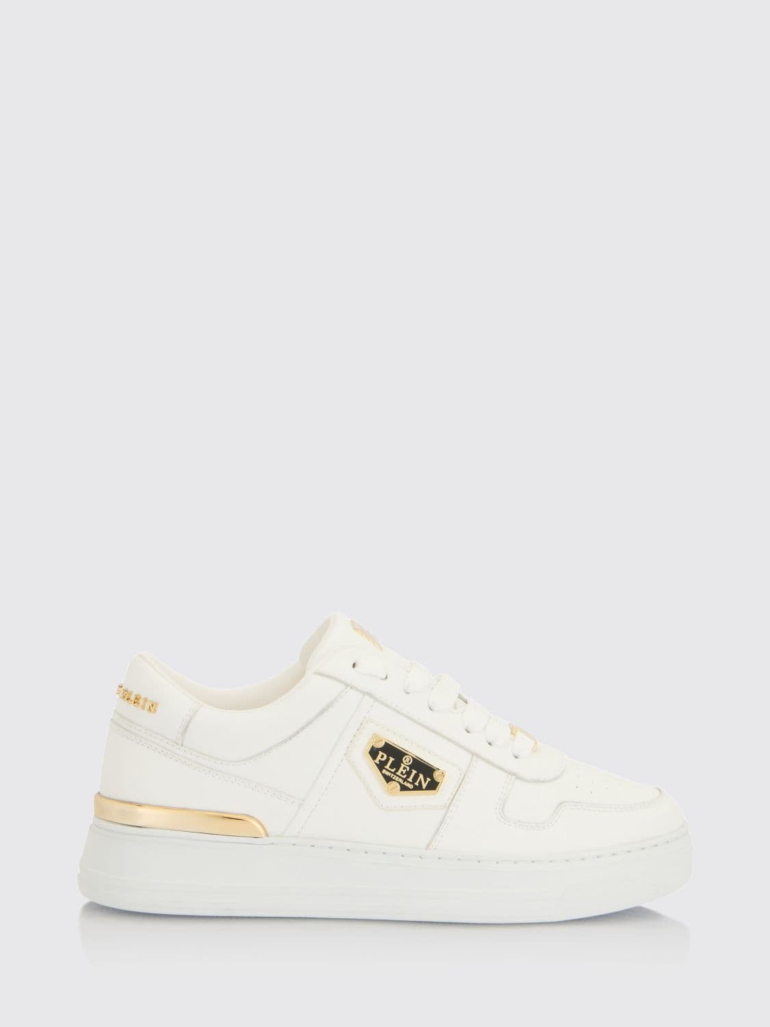 Philipp Plein Low-Top Smooth Calf Leather Trainers with Applied Logo