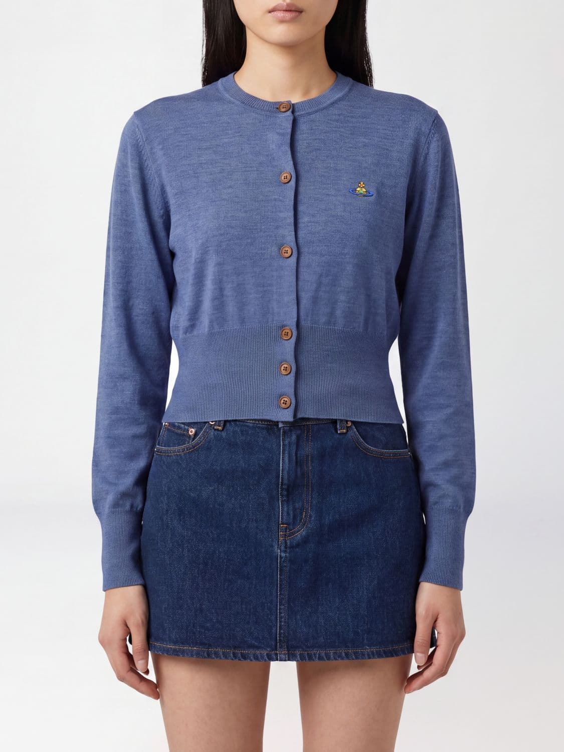 Vivienne Westwood Bea Slim Fit Cardigan with Contrast Orb Logo Embroidery