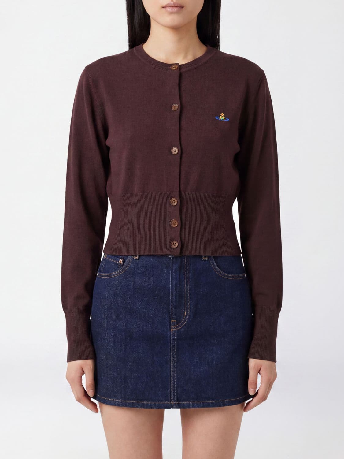 Vivienne Westwood Bea Slim Fit Cardigan with Contrast Orb Logo Embroidery