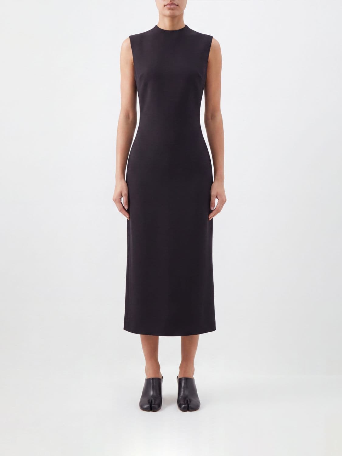 Maison Margiela Sleeveless Midi Sheath Dress in Wool with Four Stitches